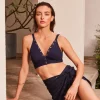 Robin Piccone Bikini Tops-Amy Triangle Bikini Top Navy