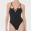 Robin Piccone One Pieces-Aubrey Lacefront One Piece Black