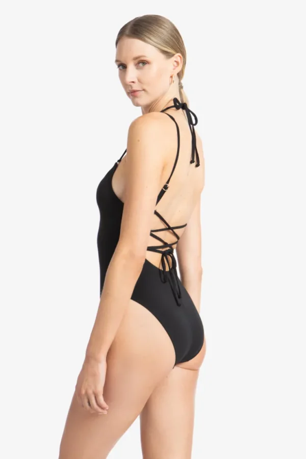Robin Piccone One Pieces-Aubrey Lacefront One Piece Black