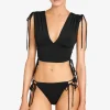 Robin Piccone Bikini Tops-Aubrey V Plunge Top Black