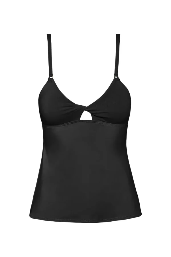Robin Piccone Bikini Tops-Ava Cutout Tankini Top Black