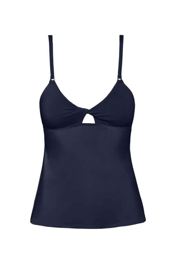 Robin Piccone Bikini Tops-Ava Cutout Tankini Top Black