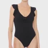 Robin Piccone One Pieces-Ava Ruffle One Piece Black