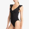 Robin Piccone One Pieces-Ava Ruffle One Piece Black