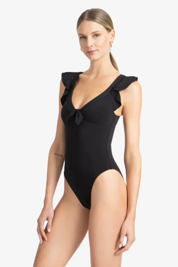 Robin Piccone One Pieces-Ava Ruffle One Piece Black