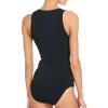 Robin Piccone Bikini Tops-Ava Tankini Vest Black