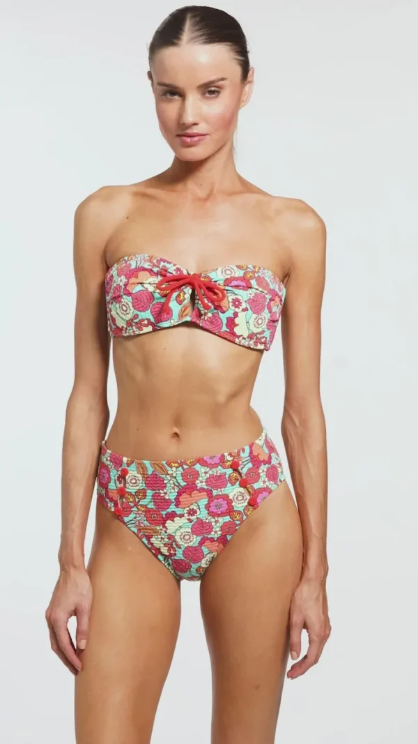 Robin Piccone Bikini Tops-Bibi Bandeau Bikini Top Iceberg Multi
