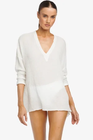 Robin Piccone Cover Ups-Bubble Gauze Tunic White