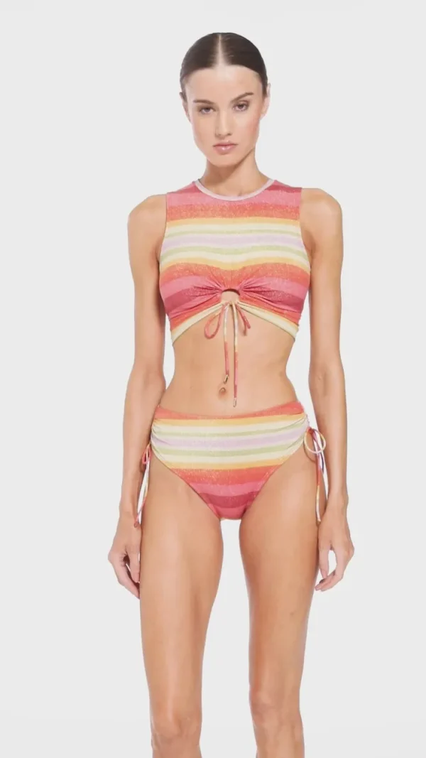 Robin Piccone Bikini Bottoms-Greta High Waist Bottom Persimmon Multi