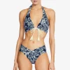 Robin Piccone Bikini Tops-Indah Halter Top Navy/Ecru