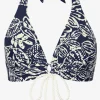 Robin Piccone Bikini Tops-Indah Halter Top Navy/Ecru