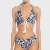 Robin Piccone Bikini Tops-Indah Halter Top Navy/Ecru