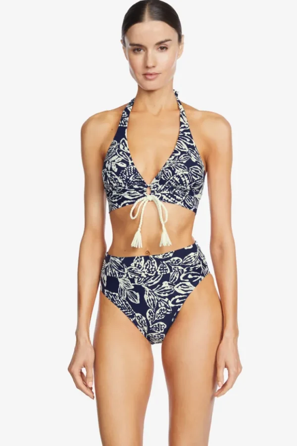 Robin Piccone Bikini Bottoms-Indah High Waist Bikini Bottom Navy/Ecru