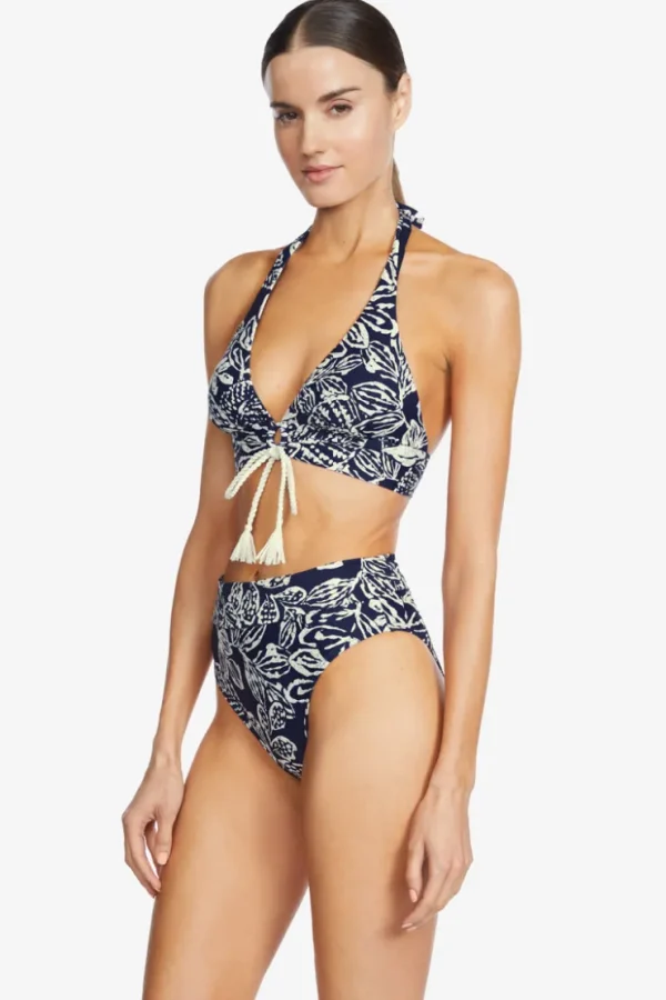 Robin Piccone Bikini Bottoms-Indah High Waist Bikini Bottom Navy/Ecru