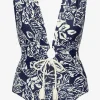 Robin Piccone One Pieces-Indah Shirred One Piece Navy/Ecru