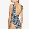 Robin Piccone One Pieces-Indah Shirred One Piece Navy/Ecru