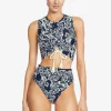 Robin Piccone Bikini Tops-Indah Tank Top Navy/Ecru