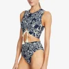 Robin Piccone Bikini Tops-Indah Tank Top Navy/Ecru