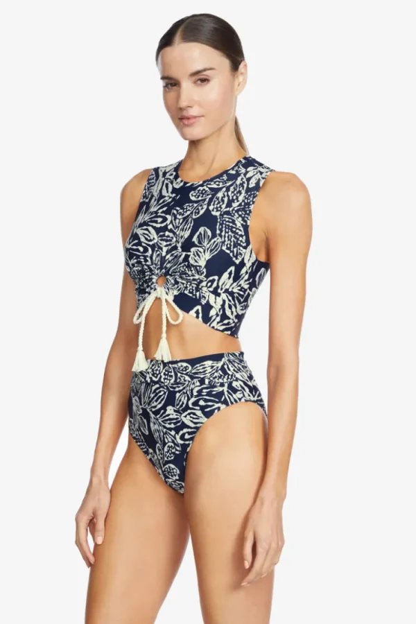 Robin Piccone Bikini Tops-Indah Tank Top Navy/Ecru