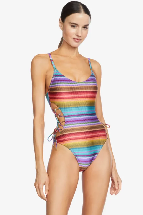 Robin Piccone One Pieces-Ines Lace Up One Piece Multi