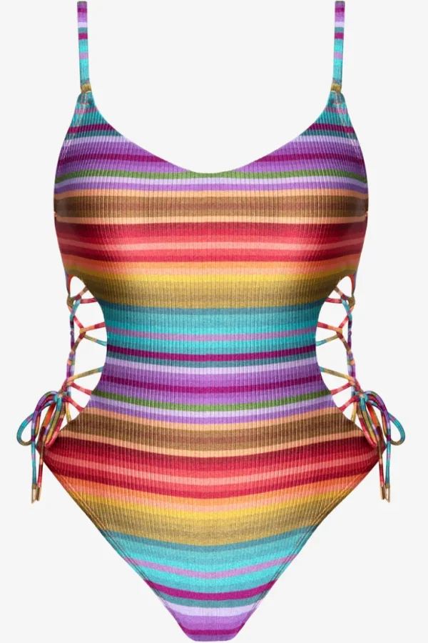 Robin Piccone One Pieces-Ines Lace Up One Piece Multi