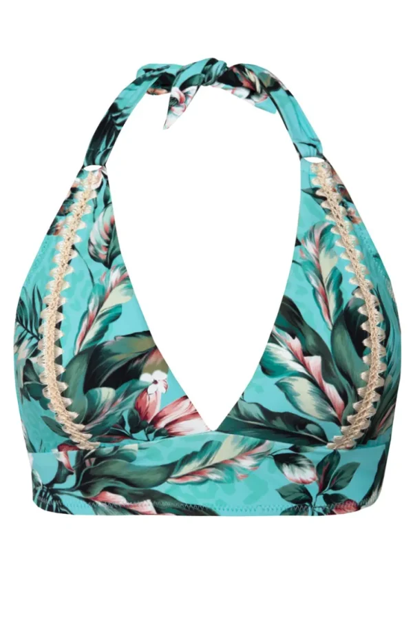 Robin Piccone Bikini Tops-Mai Halter Top Aqua