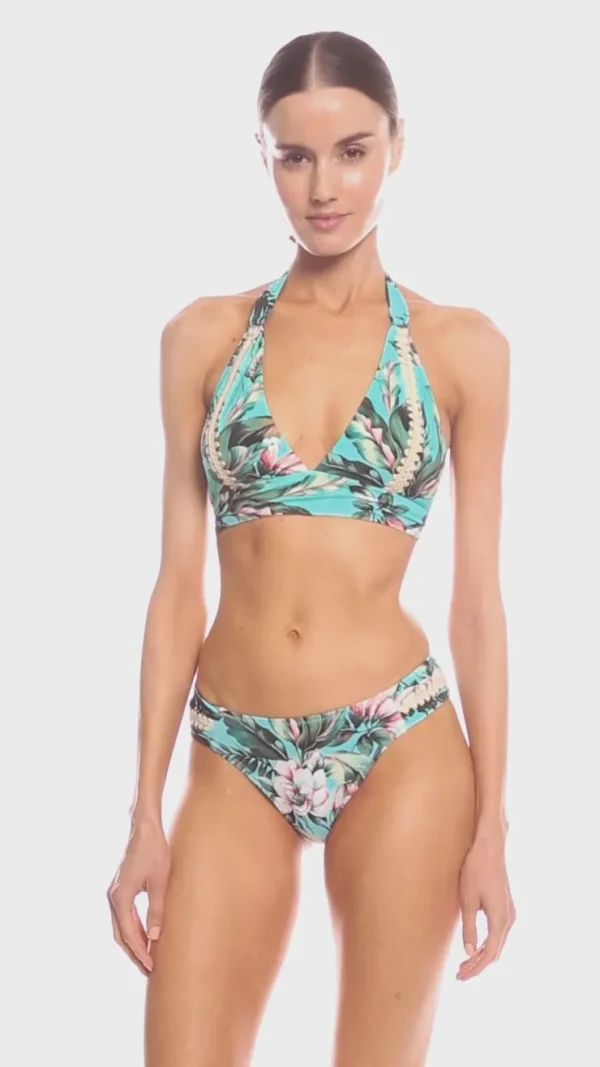 Robin Piccone Bikini Tops-Mai Halter Top Aqua